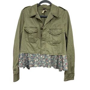 Free people embellished sergeant ruffled utility jacket size small